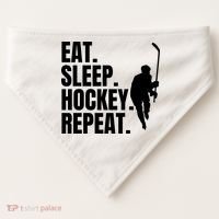 Eat Sleep Hockey Repeat Funny USA-Made Doggie Bandana thumb 0