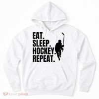 Eat Sleep Hockey Repeat Funny Hoodie thumb 0