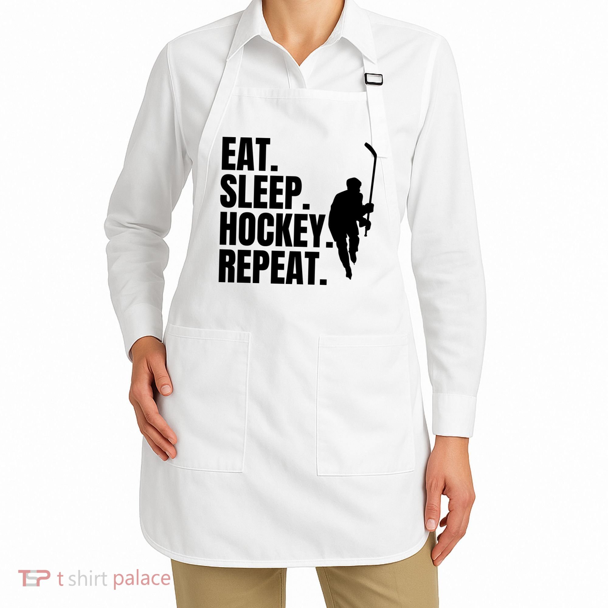 Eat Sleep Hockey Repeat Funny Apron