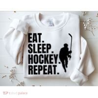 Eat Sleep Hockey Repeat Funny Sweatshirt thumb 2