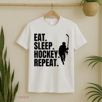 Eat Sleep Hockey Repeat Funny T-Shirt thumb 2