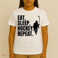 Eat Sleep Hockey Repeat Funny T-Shirt thumb 4