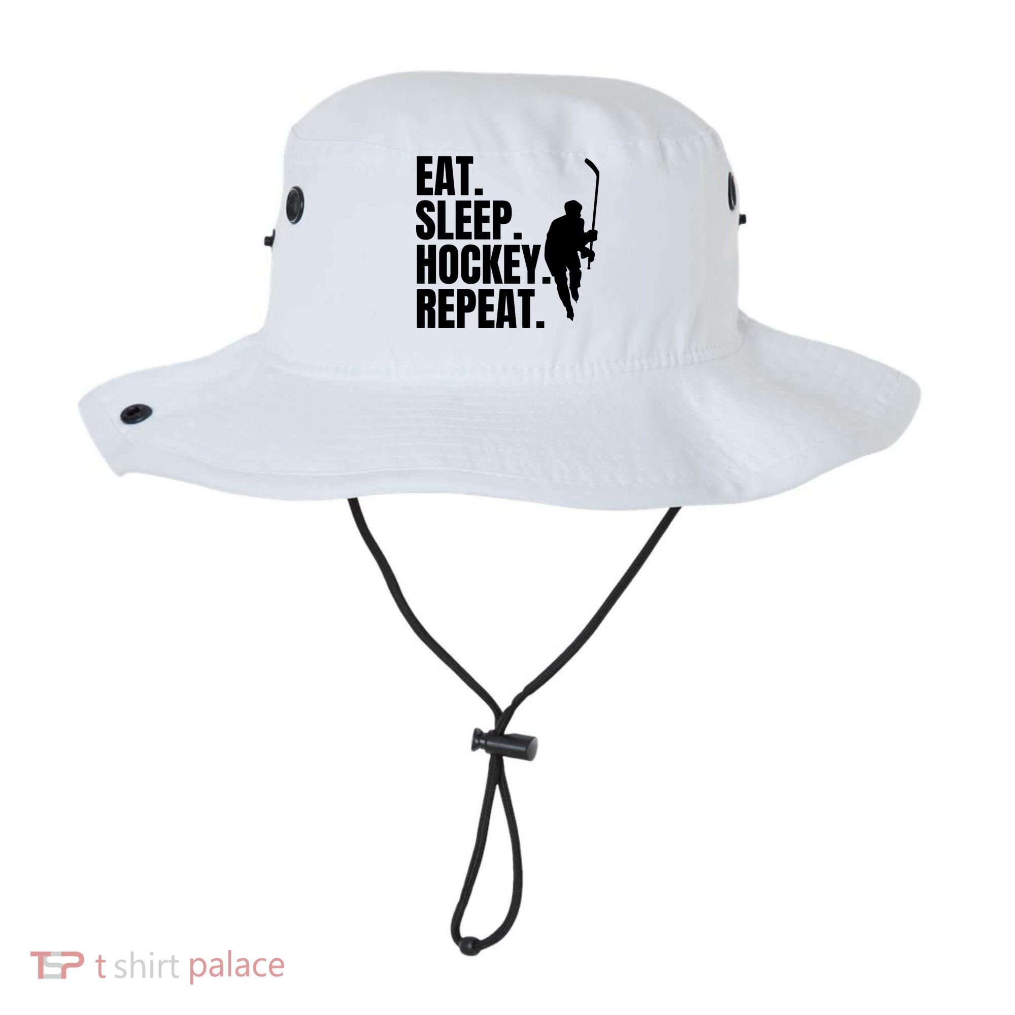 Eat Sleep Hockey Repeat Funny Bucket Hat