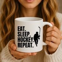 Eat Sleep Hockey Repeat Funny Coffee Mug thumb 3