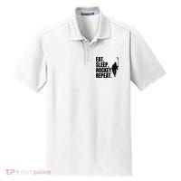 Eat Sleep Hockey Repeat Funny Dry Zone Grid Polo thumb 0