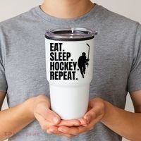 Eat Sleep Hockey Repeat Funny Tumbler thumb 2