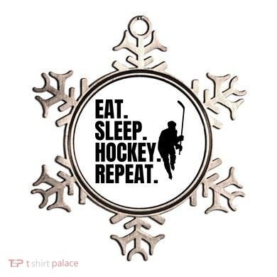 Eat Sleep Hockey Repeat Funny Ornament