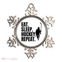 Eat Sleep Hockey Repeat Funny Ornament thumb 0