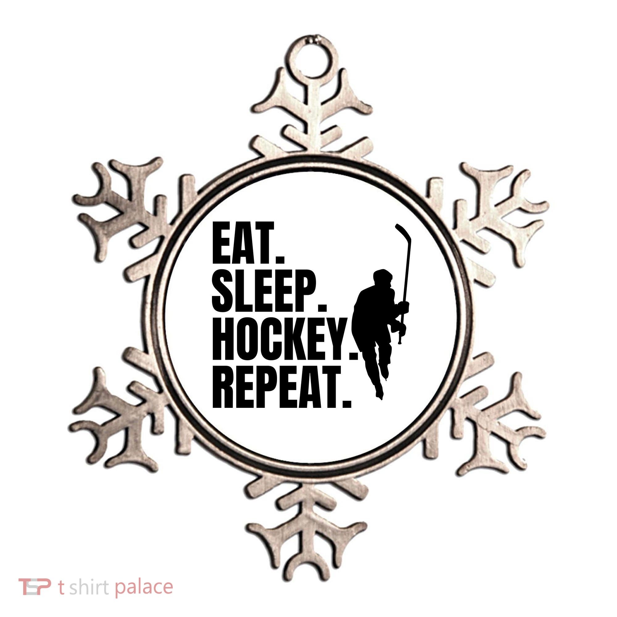 Eat Sleep Hockey Repeat Funny Ornament
