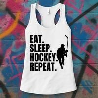 Eat Sleep Hockey Repeat Funny Women's Tank Top thumb 3