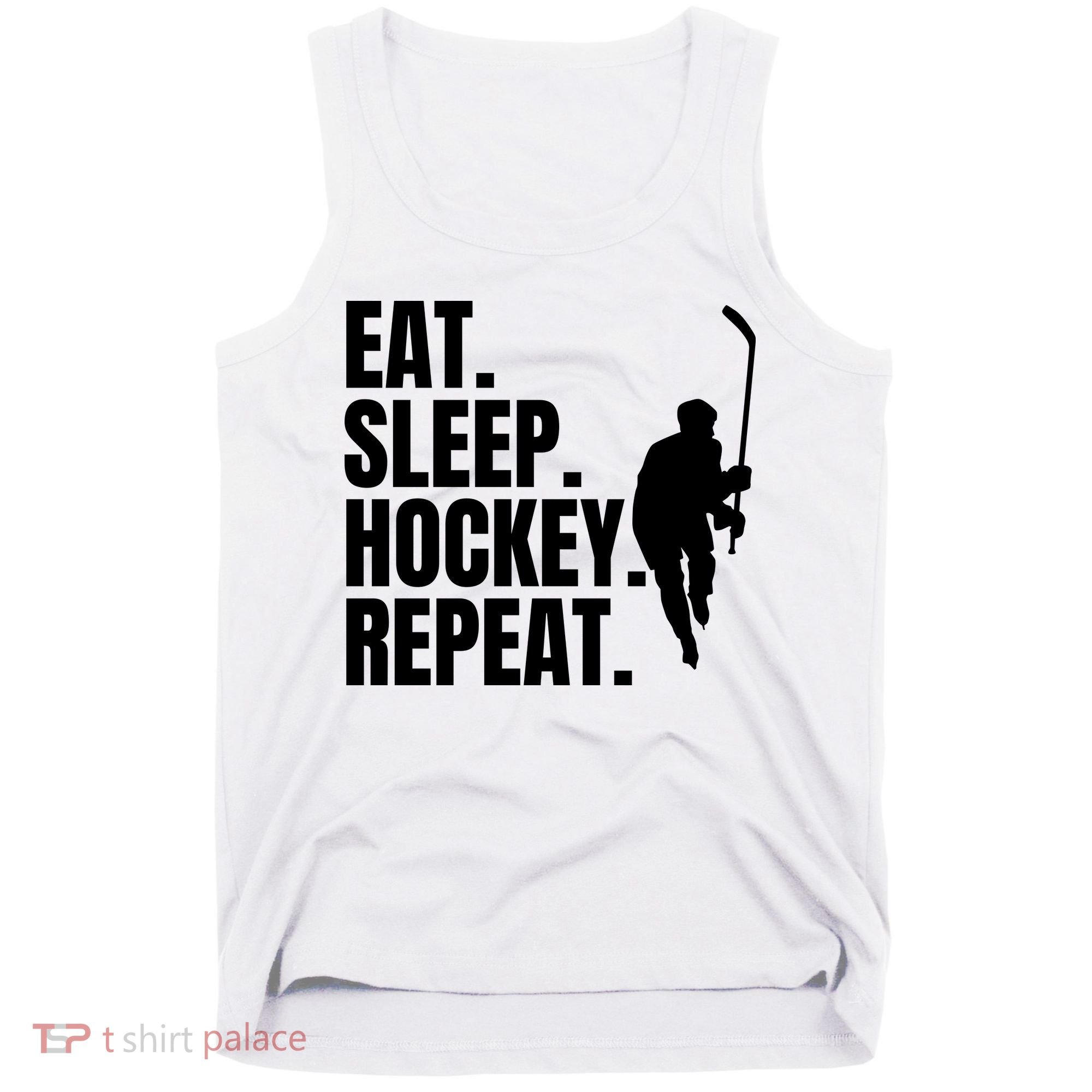 Eat Sleep Hockey Repeat Funny Tank Top