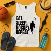 Eat Sleep Hockey Repeat Funny Tank Top thumb 4