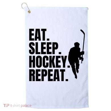 Eat Sleep Hockey Repeat Funny Golf Towel