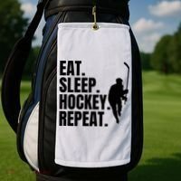Eat Sleep Hockey Repeat Funny Golf Towel thumb 2