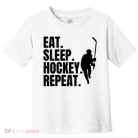 Eat Sleep Hockey Repeat Funny Toddler T-Shirt thumb 0