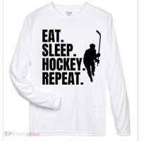 Eat Sleep Hockey Repeat Funny Zone Performance Long-Sleeve T-Shirt thumb 0