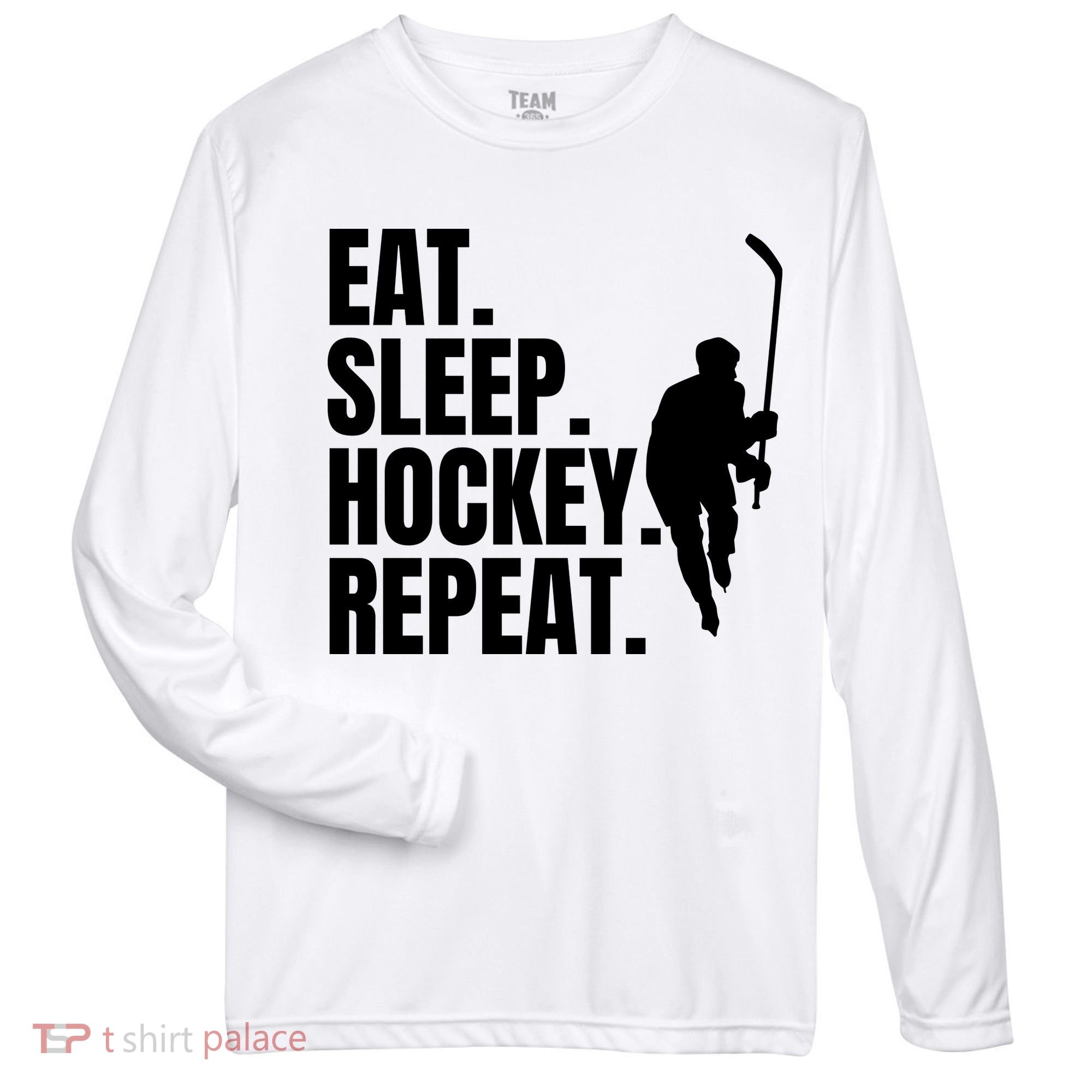 Eat Sleep Hockey Repeat Funny Zone Performance Long-Sleeve T-Shirt