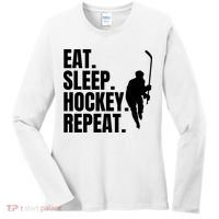Eat Sleep Hockey Repeat Funny Women's Long Sleeve Shirt thumb 0