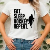 Eat Sleep Hockey Repeat Funny Women's T-Shirt thumb 2