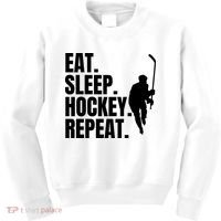 Eat Sleep Hockey Repeat Funny Kids Sweatshirt thumb 0