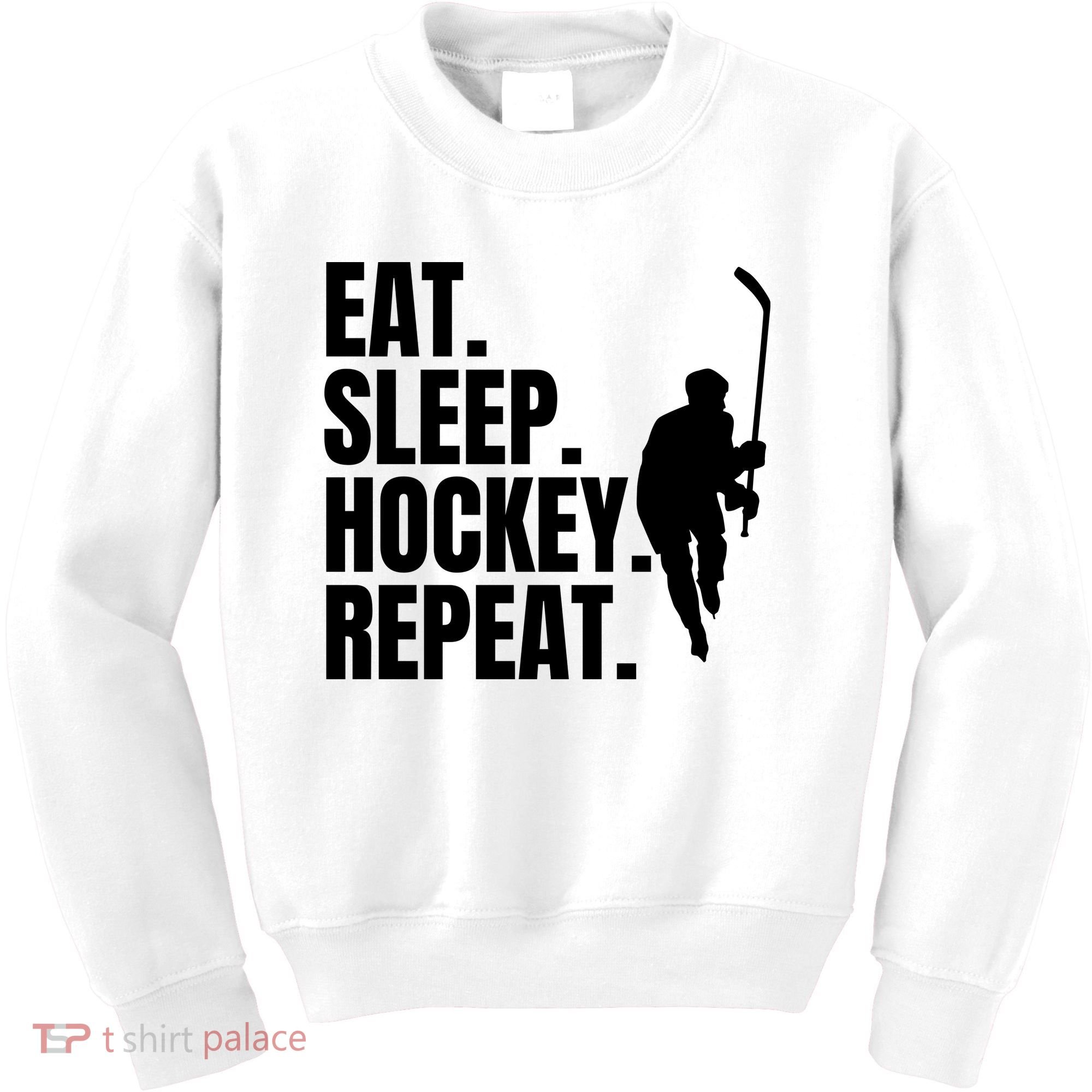 Eat Sleep Hockey Repeat Funny Kids Sweatshirt
