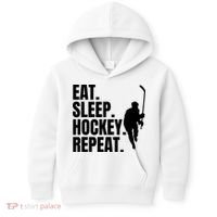 Eat Sleep Hockey Repeat Funny Kids Hoodie thumb 0