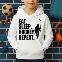 Eat Sleep Hockey Repeat Funny Kids Hoodie thumb 2