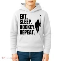 Eat Sleep Hockey Repeat Funny Kids Hoodie thumb 4