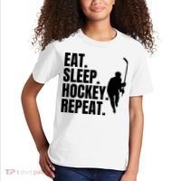 Eat Sleep Hockey Repeat Funny Kids T-Shirt thumb 2