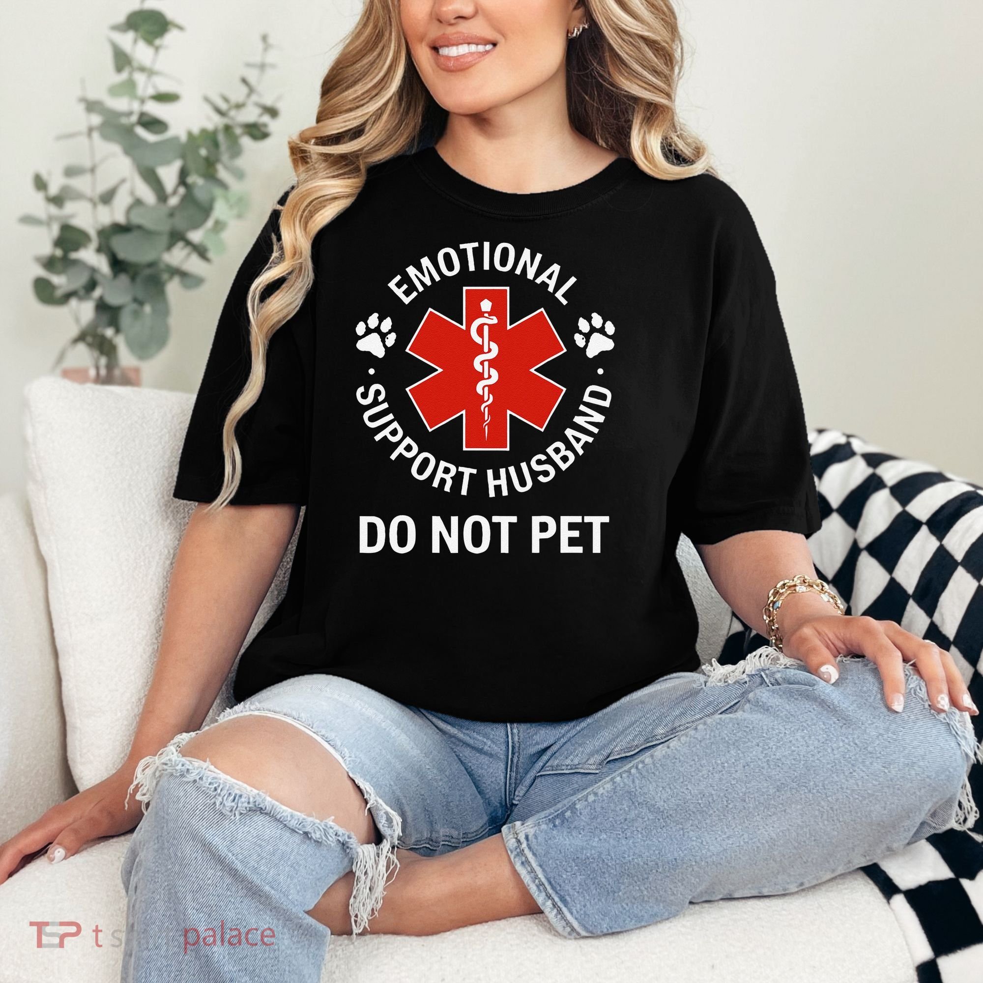 Emotional Support Husband Do Not Pet Cool Husband Comfort Colors T-Shirt