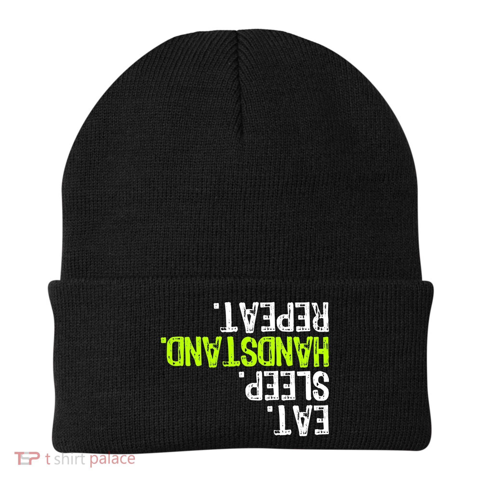 Eat Sleep Handstand Repeat Gymnastics Funny Meaningful Gift Beanie