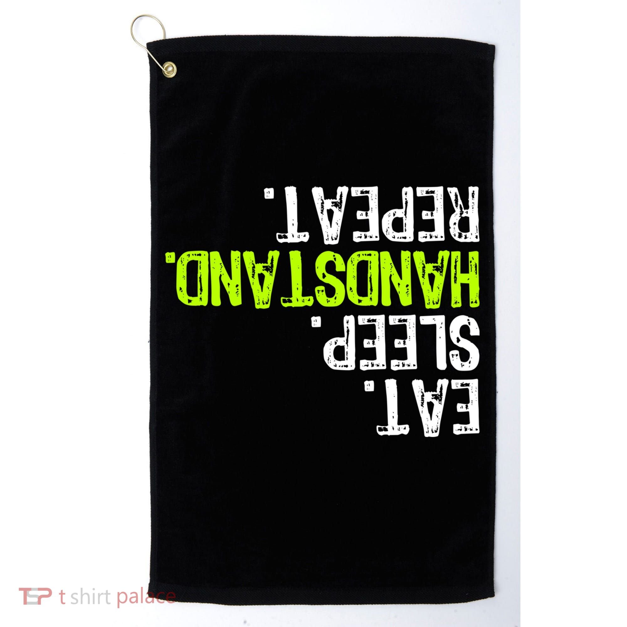 Eat Sleep Handstand Repeat Gymnastics Funny Meaningful Gift Golf Towel