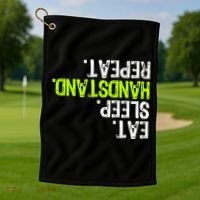 Eat Sleep Handstand Repeat Gymnastics Funny Meaningful Gift Golf Towel thumb 1
