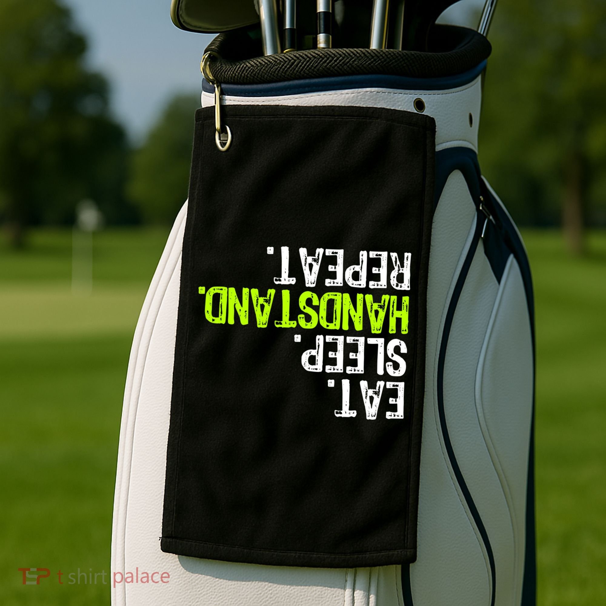 Eat Sleep Handstand Repeat Gymnastics Funny Meaningful Gift Golf Towel
