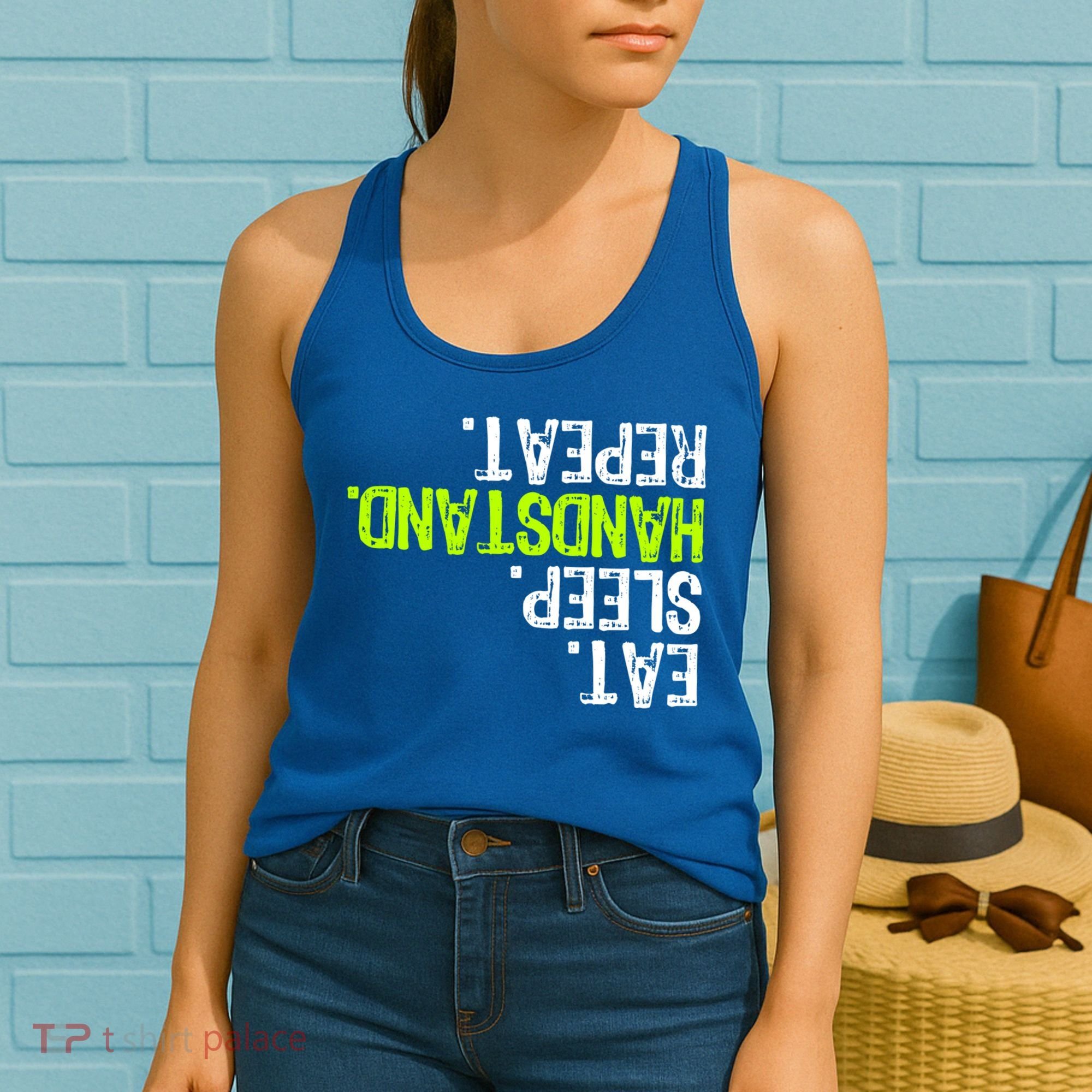 Eat Sleep Handstand Repeat Gymnastics Funny Meaningful Gift Women's Tank Top