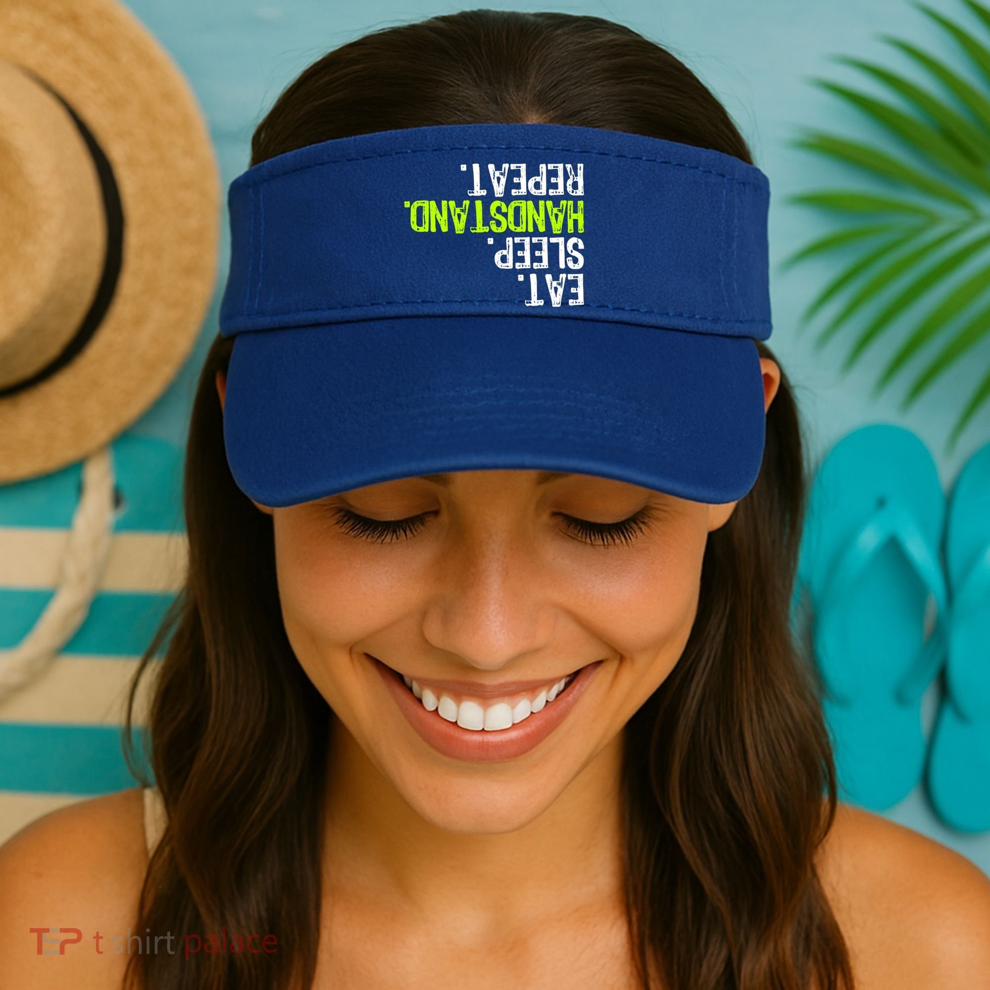 Eat Sleep Handstand Repeat Gymnastics Funny Meaningful Gift Visor