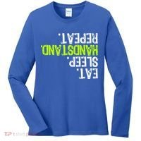Eat Sleep Handstand Repeat Gymnastics Funny Meaningful Gift Women's Long Sleeve Shirt thumb 0