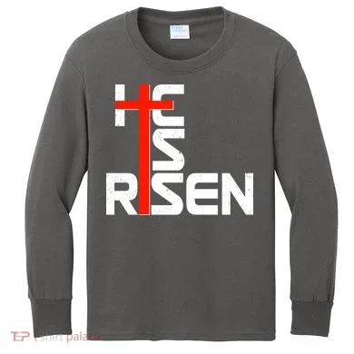 Easter Sunday He Is Risen Kids Long Sleeve Shirt