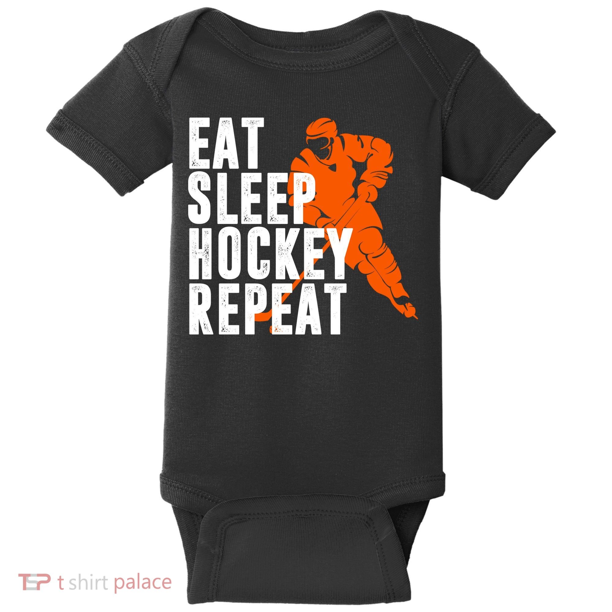 Eat Sleep Hockey Repeat Baby Bodysuit