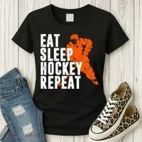 Eat Sleep Hockey Repeat Women's T-Shirt thumb 3