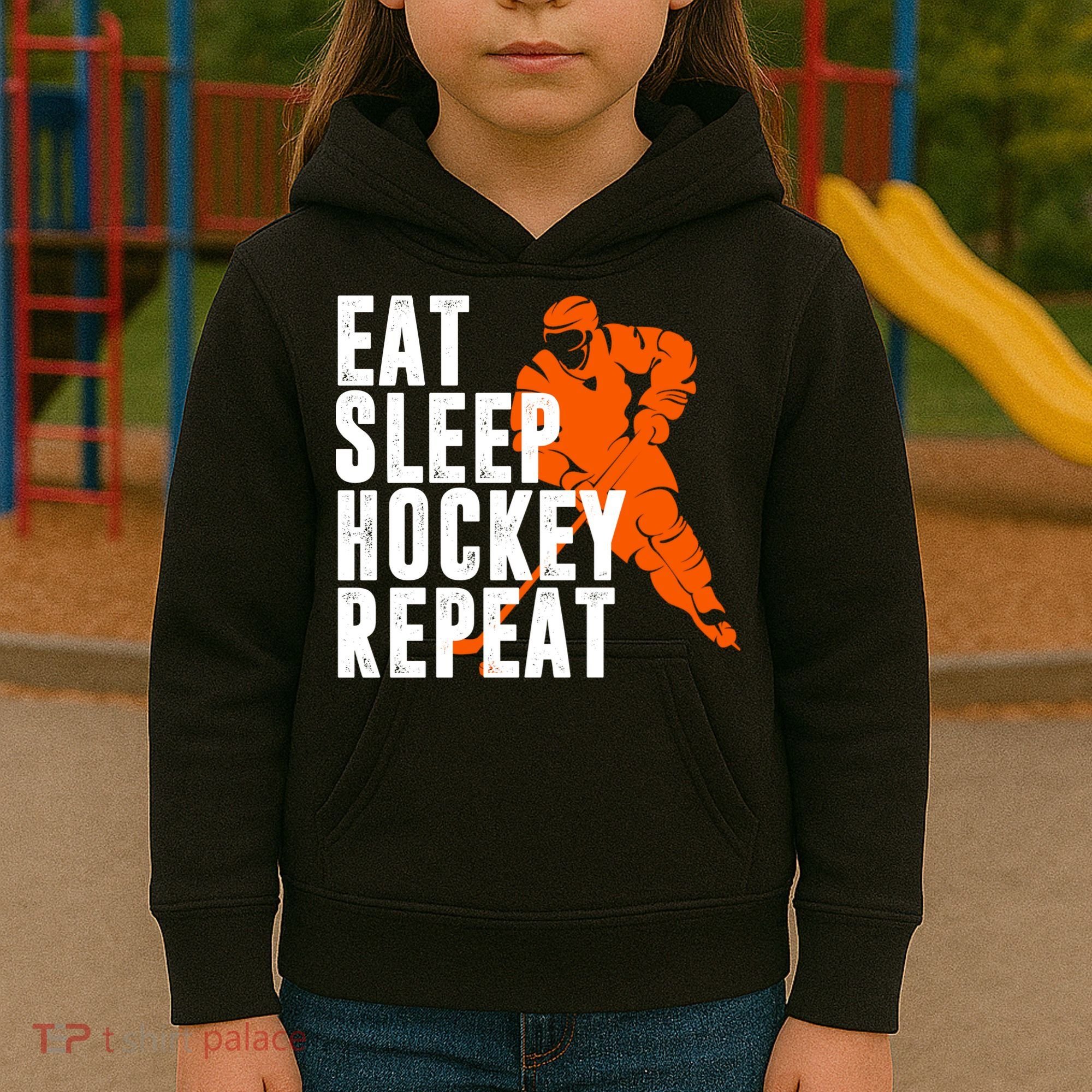 Eat Sleep Hockey Repeat Kids Hoodie