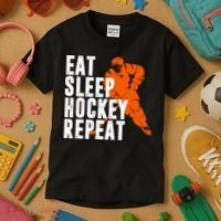 Eat Sleep Hockey Repeat Kids T-Shirt thumb 3