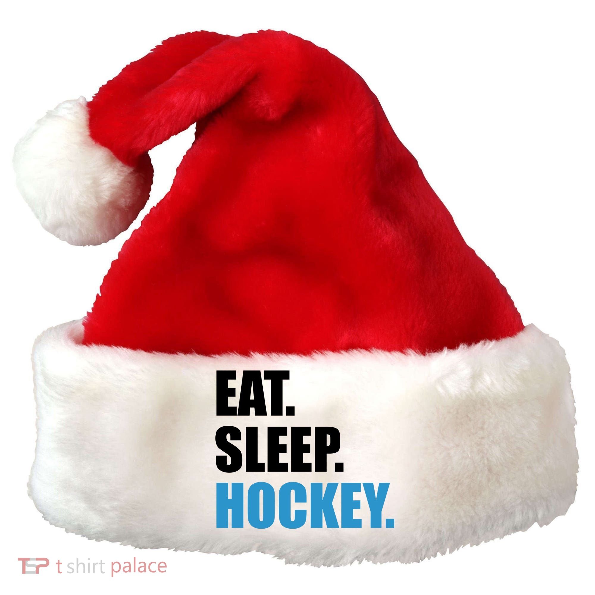 Eat Sleep Hockey Santa Hat
