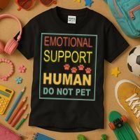 Emotional Support Human  Pet Dog Owners Not Kids T-Shirt thumb 3