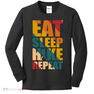 Eat Sleep Hike Repeat Kids Long Sleeve Shirt