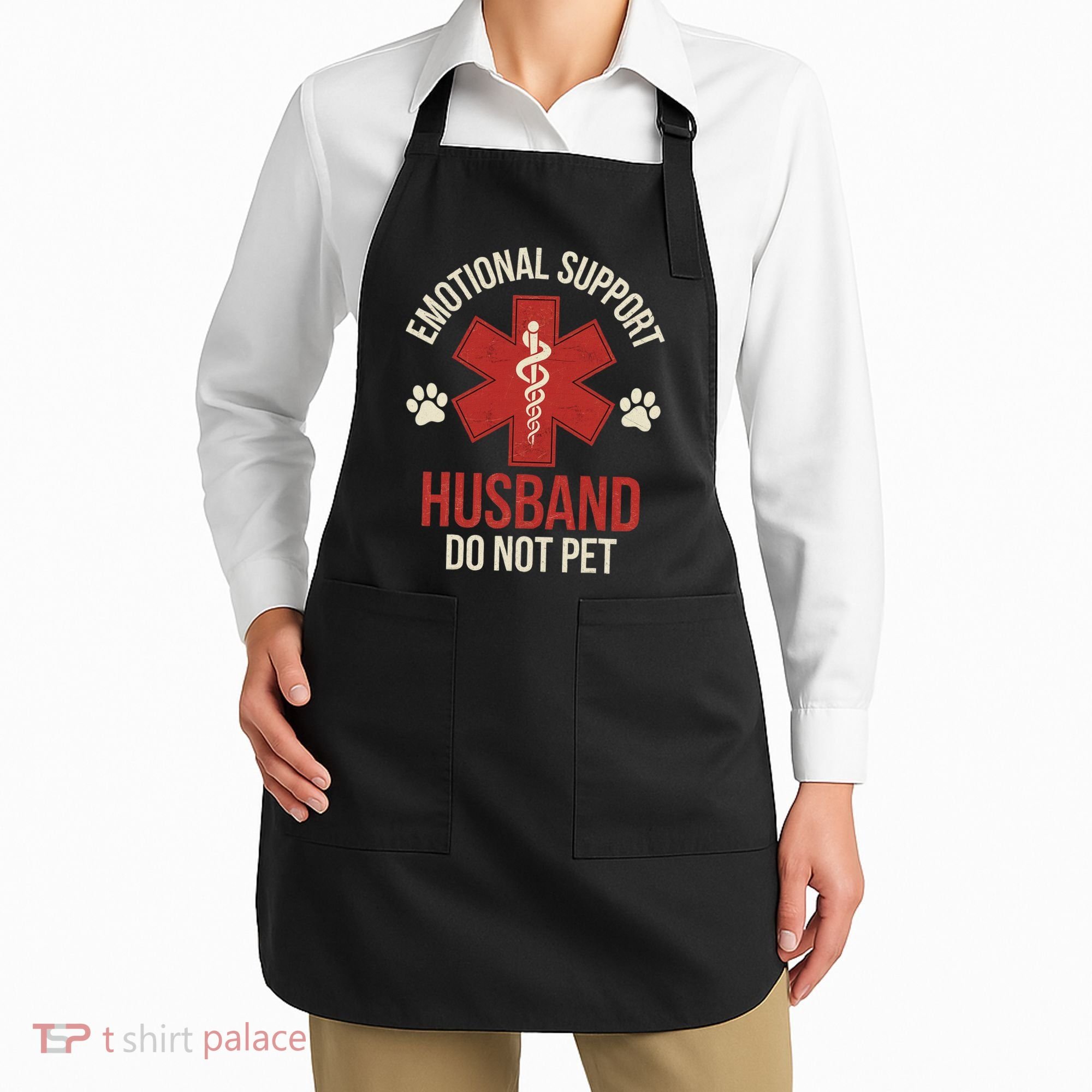 Emotional Support Husband Do Not Pet Funny Apron