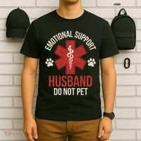 Emotional Support Husband Do Not Pet Funny T-Shirt thumb 6