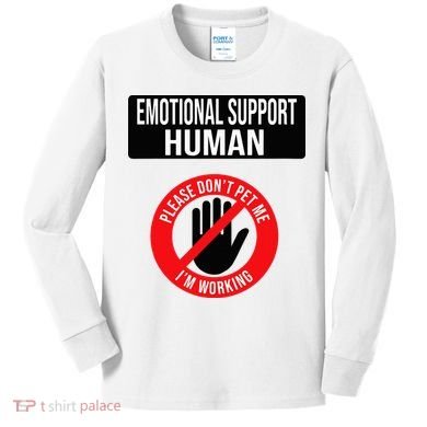Emotional Support Human Halloween Costume Do Not Pet Me Kids Long Sleeve Shirt