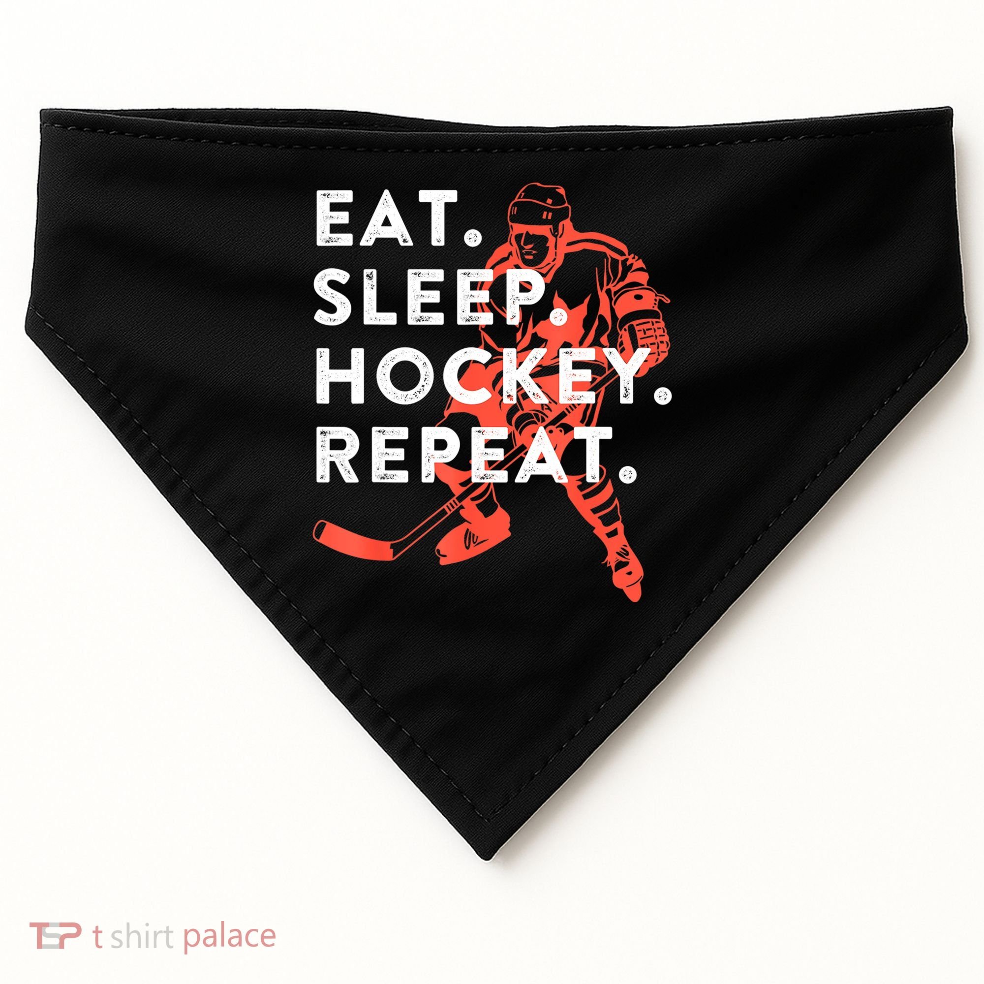 Eat Sleep Hockey Repeat Gift USA-Made Doggie Bandana