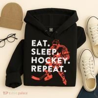 Eat Sleep Hockey Repeat Gift Hoodie thumb 4